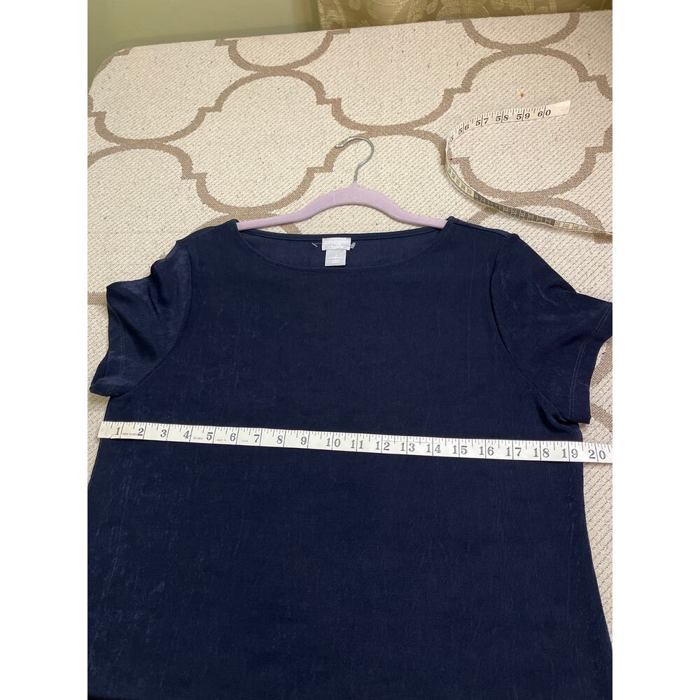 Chico's Travelers navy blue tunic layered sheer hem size: (1) : 8/10, 570326098 - Picture 5 of 8
